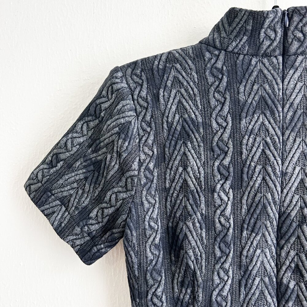 ANNELORE Textured Jacquard Mini Dress with Mock Neck & Sculpted Pockets - Picture 6 of 9